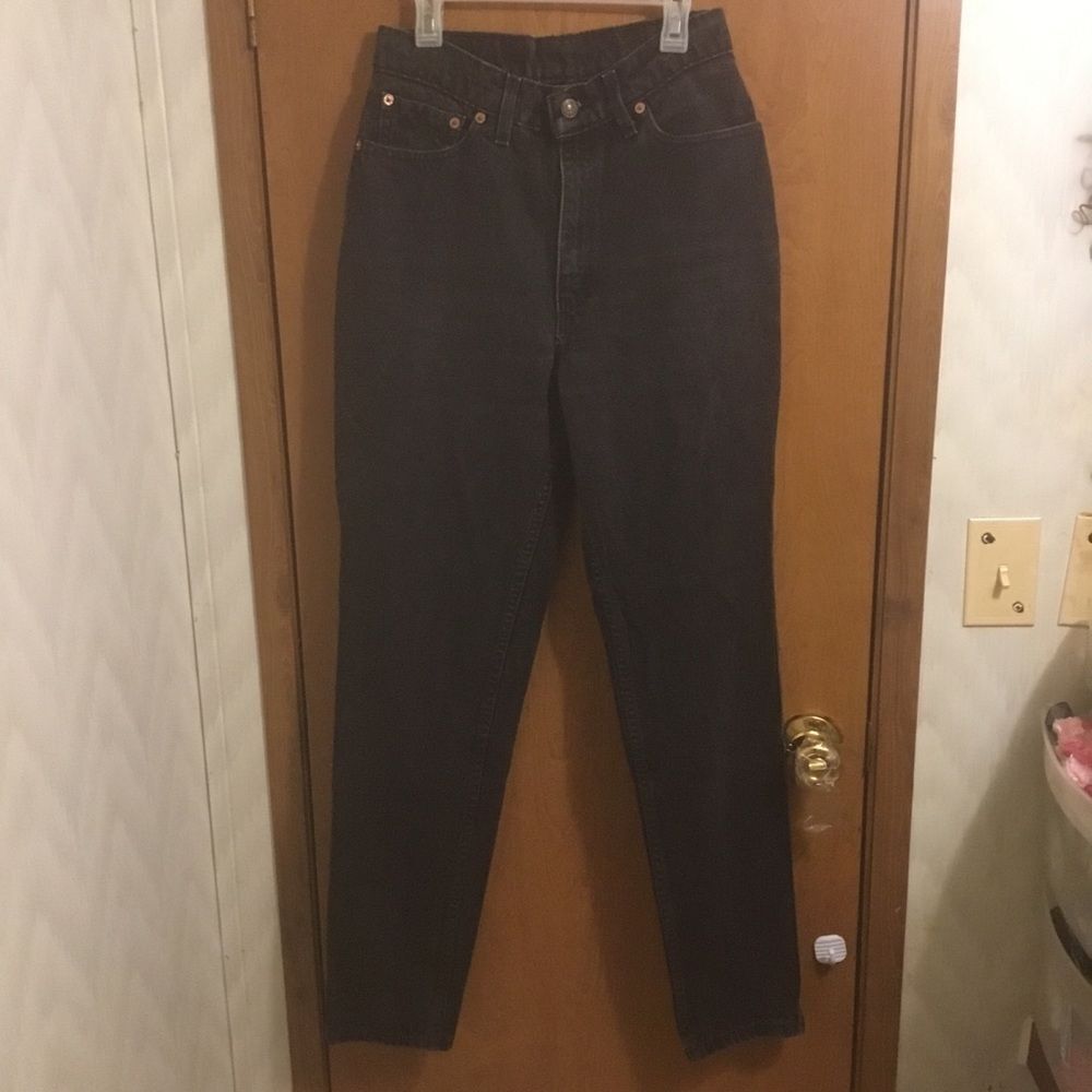 Levi Strauss Black Dark Wash Whisker Skinny Jeans 9